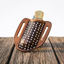 Premium Hand-Stitched Leather Belt Slide Sheath for Folding Knife Exotic Pattern picture