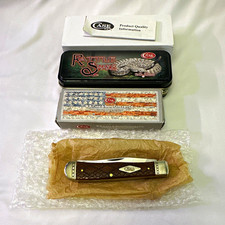 Case XX Red Rattlesnake 10 Dot 2-Blade Brown Bone SS Trapper Pocketknife picture