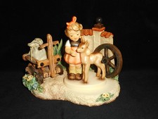 HUMMEL FIGURE 136 4/0 FRIENDS w/FAWN STAMP & #1069-D FARM FRIENDS HUMMELSCAPE picture