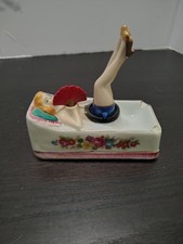 Vintage 1950s Japan Naughty Nodder Ashtray Pinup Lady Legs Fan G Nov Co picture