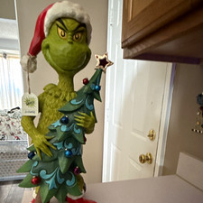 Jim Shore Dr. Seuss Grinch Holding Tree Christmas Resin Figurine 16in picture