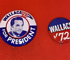 1972 George Wallace '72 Classic Campaign Buttons Lot 2 picture