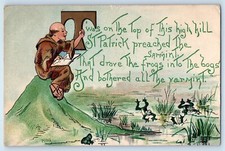 c1910's St. Patrick's Day Old Man On Top Of Hill Frogs HGB Signed Postcard picture