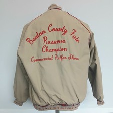 Vintage Benton County Fair Heifer Show Reserve Champion Jacket Wool L Aztec Coat picture