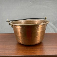 Vintage Hammered Copper Bucket Pail Planter Pot Swing Handle Rustic Decor picture