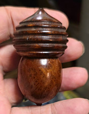 VTG HAND TURNED BURL WOOD PILL BOX OR NEEDLE CASE picture