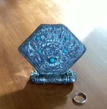 Authentic Vintage 1970’s Tibetan folding shrine mirror (Melong) from Nepal picture