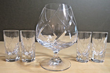 5pc Lot Mikasa Olympus 1- Brandy Snifter, & Set-4 Vodka / Shot Glasses EUC picture
