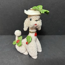 Vtg 50s 60s Napco Spaghetti Holly Leaf Hat Pink Poodle Christmas Figurine Japan picture