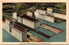 Large Grain Elevators Port Arthur Ontario Canada VTG Postcard WB PM Clean Cancel picture