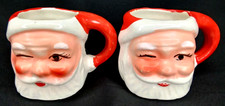 Vintage 1950s Napco Christmas Winking Santa Mug Set With Schultz Bros Sticker picture