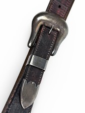 Vtg VOGT Sterling Silver Old Western 3 Pc Ranger Belt Set Complete (32-36) picture