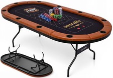 SereneLife 7ft Poker Table for 10 Players - Heavy Duty Oval Texas Hold'em Cas... picture