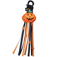 Collections Etc Halloween Pumpkin Cat Windsock with Streamers picture