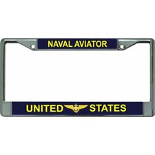 usn naval aviator navy wings military logo chrome license plate frame usa made picture