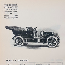 1908 Locomobile Company Model E Standard Catalog Advertisement Automobilia F17M1 picture