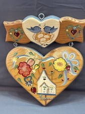 J.D.L VTG 1995 Hand Painted In Mexico Folk Art 90’s Decor Heart Shaped picture