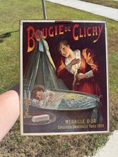 Early 1900s Antique French Candle Advertising Sign Cardboard General Store picture
