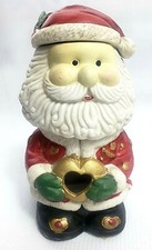 VINTAGE Great Santa Claus Christmas Candy / Cookie Storage Jar Red Suit Heart 6