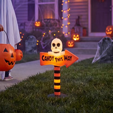 Light-Up Candy This Way Blow Mold Decoration, Orange and Black, 18