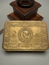 Original WW1 Princess Mary 1914 Christmas Gift Tin Brass Box - GOOD CONDITION picture