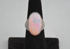 Vintage Fred Harvey - Navajo Sterling Silver Ring - Imitation Opal - Size 7 picture