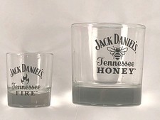 Pair of Jack Daniels Tennessee Honey Fire Whiskey Signature Rocks Shot Glasses picture