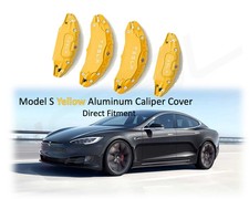 Tesla Model S Brake Caliper Covers Aluminum Front & Rear Yellow 2022 2023 2024 picture