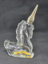 Vintage Avon Charisma Cologne Unicorn Glass Bottle Gold Horn picture