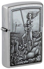 Zippo Medieval Woman Warrior Street Chrome 48371 picture