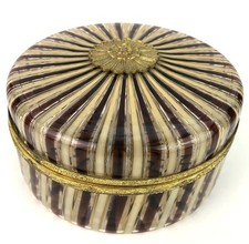 Vtg Mid-Century Murano Italian Ribbon Glass Jewelry Casket Box Mottahedeh Design picture