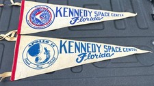 Vintage Apollo 14 & 15 Kennedy Space Center Florida NASA Felt Pennants Lot Of 2 picture