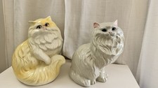 Vintage Rare 1979 Care Ceramic Persian Cat White W/Green Eyes 13.5” Tall picture