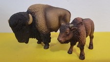 Schleich American Buffalo Bison 14349 Calf 14350 Wildlife 2004 2010 RARE RETIRED picture
