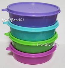 Tupperware Bowls Set 4 Medium Wonders 12 oz Leftovers Cereal Green Blue Purple picture