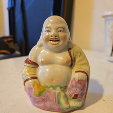 Vintage Smiling Buddha 62 Chinese Porcelain 3.5” Handpainted Figurine Asian picture