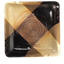 Vintage MCM Treasure Craft Ceramic Ashtray Square Stoneware 1960s 7.5