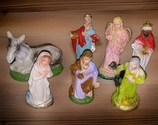 7 Vintage Fontanini Paper Mache Nativity  Angel Wise Men Mary Donkey Italy picture