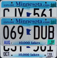 One Random MINNESOTA LICENSE PLATE - 10000 Lakes Flat License Plate Tags picture