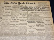 1923 JANUARY NEW YORK TIMES - SOME RUHR MINES OPEN, BUT MEN LOAF - NT 7904 picture