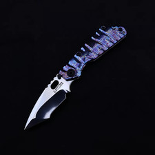 M390 Tactical Titanium Pocket Folding Knife TC4 Custom Anodized Handle EDC picture