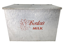 Vintage Borden’s Metal Milk Man Porch Box Dairy Elsie Cow Cooler Crate Insulated picture