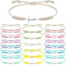 Rtteri 20 Pcs Faith Cross Bracelets Religious Gifts for Women Macaron Color picture