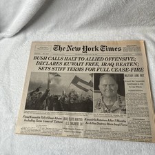 1991 New York Times Gulf War Ends Kuwait Free Iraq Beaten Desert Storm Paper picture