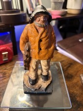 Vintage Cast Iron Old Salt Fisherman Sea Captain Bookend Doorstop Patina 2.5 lbs picture