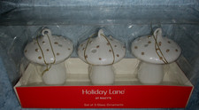 Macy's Holiday Lane Blown Glass MUSHROOM Christmas Ornament Set/3 NIB picture