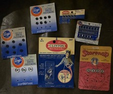 Vintage Sewing Notions Lot Cards Snaps Hooks Eyes Boye Clinton Starsnap Scovill picture