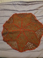 Vintage Red Green Doilies. Collection of 8 Doilies Various Sizes picture