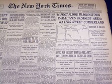 1936 MARCH 18 NEW YORK TIMES - 14 FOOT FLOOD IN JOHNSTOWN - NT 2129 picture