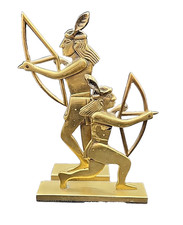 Dolbi Cashier Brass Native American Indian Archer Bookend Statue Vintage Decor picture